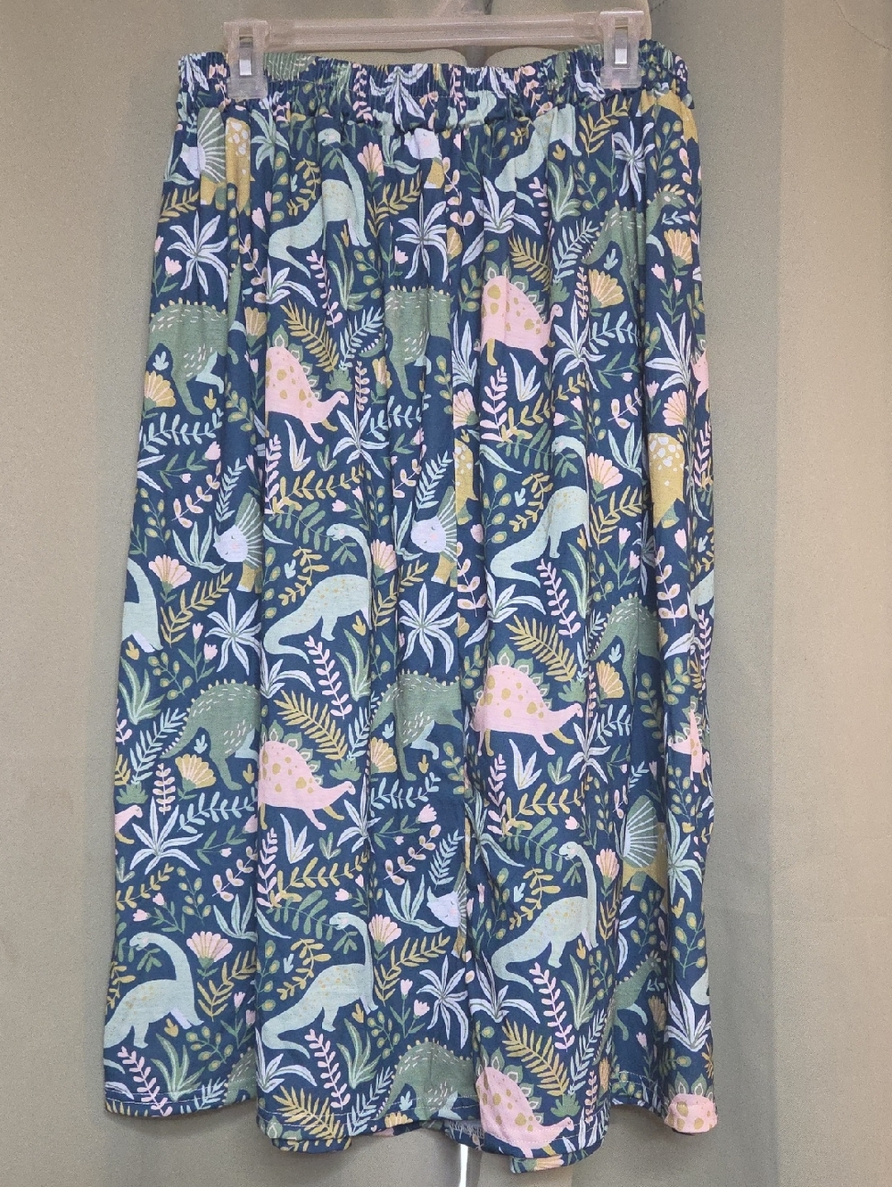 Women’s Navy Floral & Dino Print Elastic-Waist Skirt